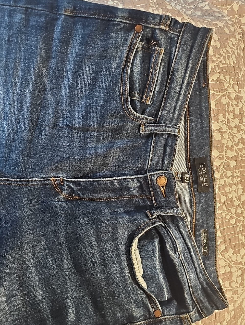 Judy Blue Dark Blue Skinny Jeans with Faded Whiskering